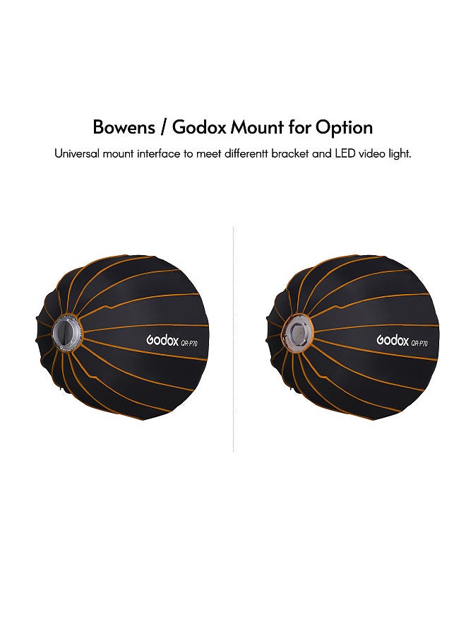 Godox - Professional Parabolic Softbox 70cm Diffuser Bowens Mount with Carrying Bag for Studio Photography - Image 1