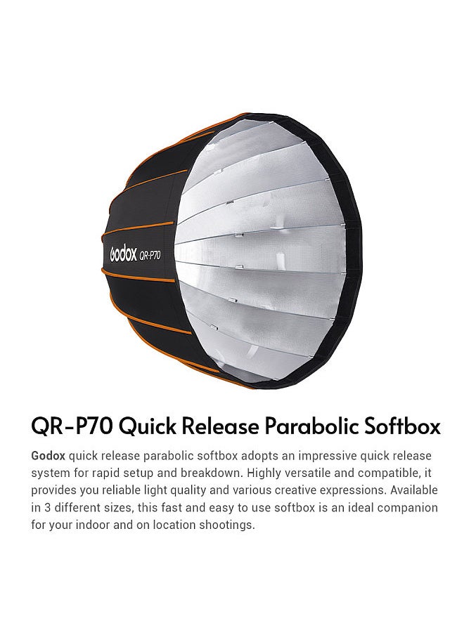 Godox - Professional Parabolic Softbox 70cm Diffuser Bowens Mount with Carrying Bag for Studio Photography - Image 1
