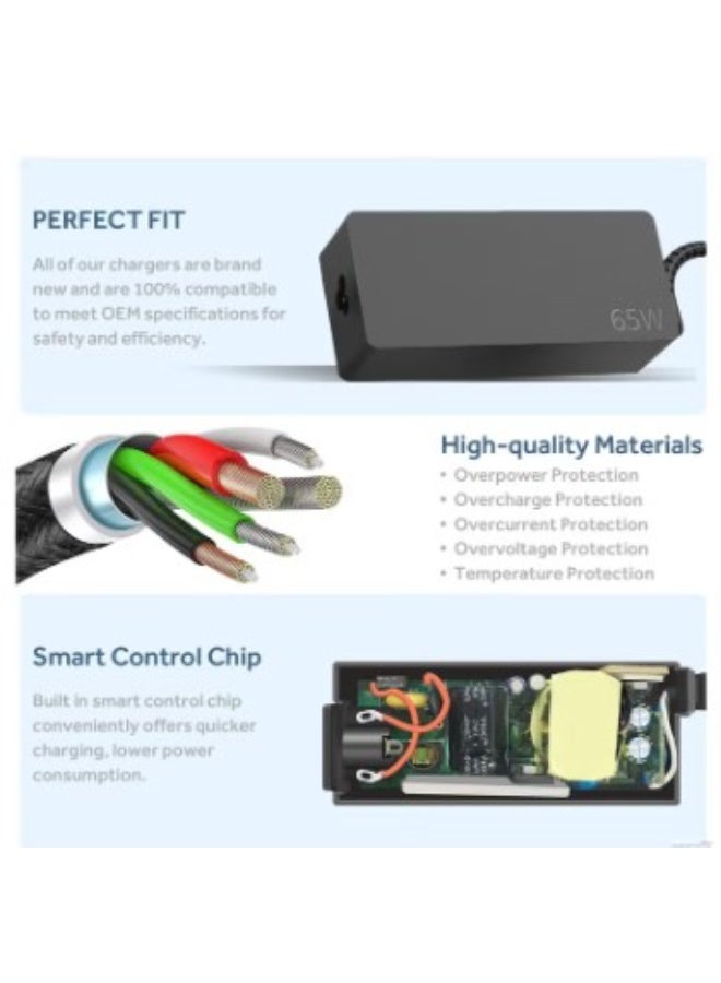Terabyte 65W 45W USB C Charger for Lenovo ThinkPad Yoga HP Chromebook Power Supply for Dell Latitude XPS Huawei Laptop PC Type C Charger Adapter for MacBook Pro Air Asus Acer Samsung Google - Image 3