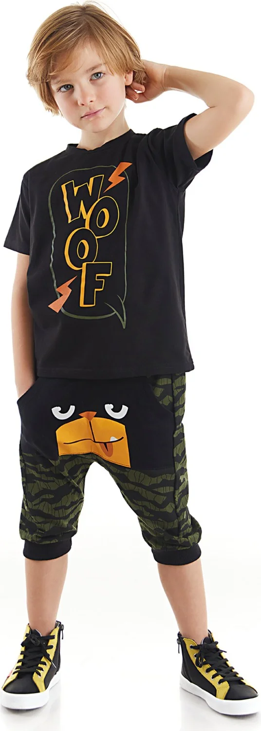 Denokids Woof Boy T-shirt Capri Shorts Set