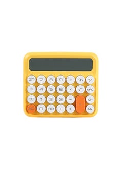 Generic Adorable 12-Digit Mechanical Calculator with Large Screen, Battery-Operated for Office Use, Yellow/White Color  - Image 1