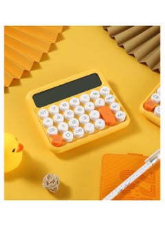 Generic Adorable 12-Digit Mechanical Calculator with Large Screen, Battery-Operated for Office Use, Yellow/White Color  - Image 2