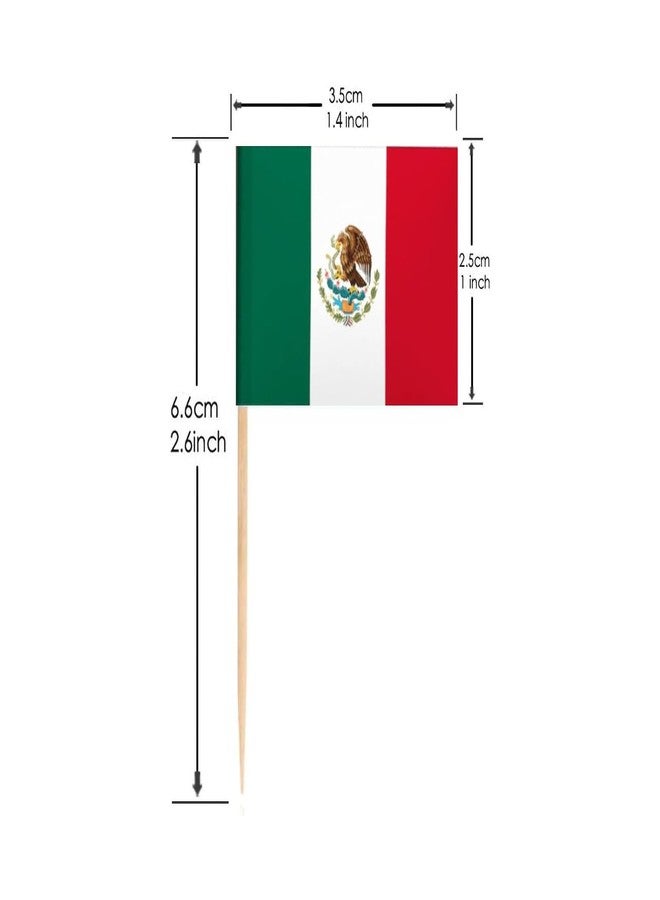 JAVD CYPS 100 Pcs Mexico Flag Mexican Toothpick Flags, Small Mini Stick Cupcake Toppers Mexican Flags,Country Picks Party Decoration Celebration Cocktail Food Bar Cake Flags - Image 2