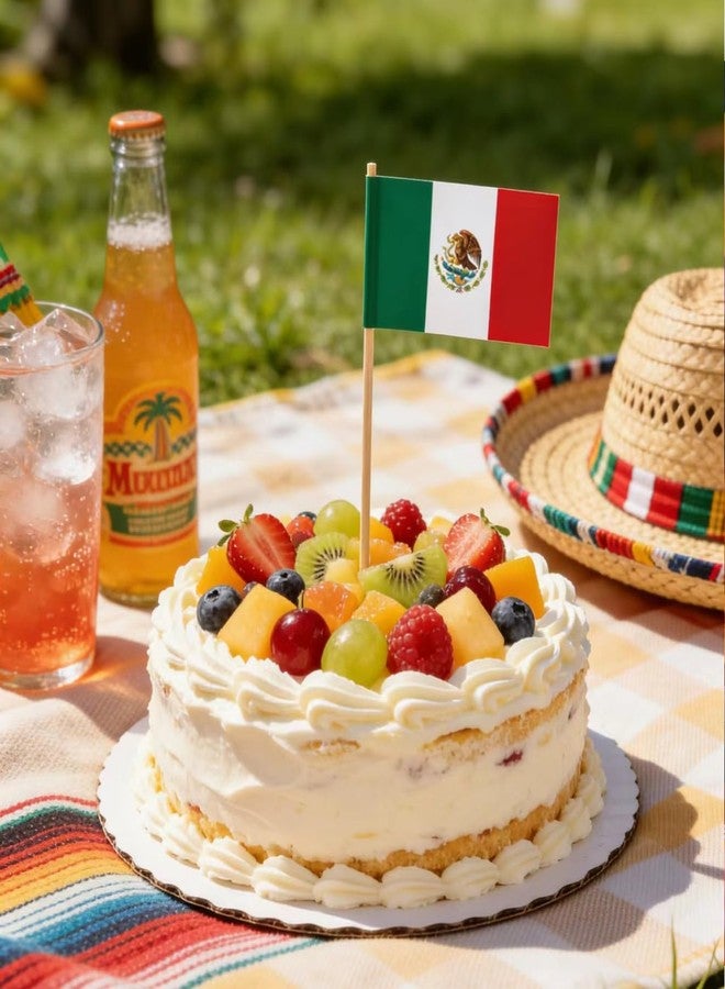 JAVD CYPS 100 Pcs Mexico Flag Mexican Toothpick Flags, Small Mini Stick Cupcake Toppers Mexican Flags,Country Picks Party Decoration Celebration Cocktail Food Bar Cake Flags - Image 4