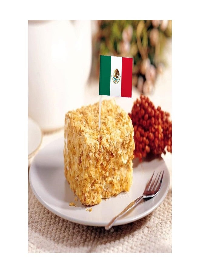 JAVD CYPS 100 Pcs Mexico Flag Mexican Toothpick Flags, Small Mini Stick Cupcake Toppers Mexican Flags,Country Picks Party Decoration Celebration Cocktail Food Bar Cake Flags - Image 3