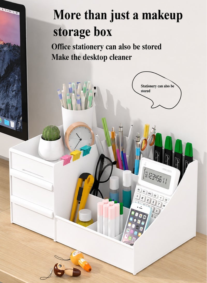 O2. White Cosmetic Storage Box – PP Material Multi-Compartment Makeup Organizer with Drawers - Image 5