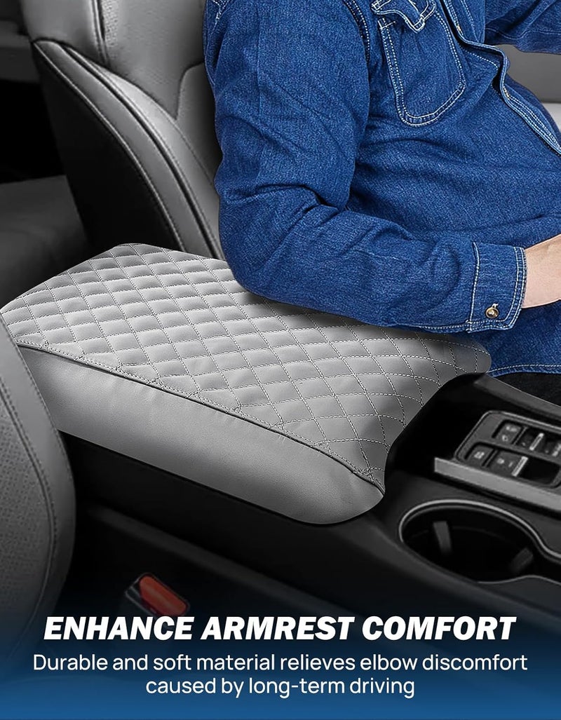 JOYTUTUS Center Console Cover Compatible with 2023 2024 2025 Pilot & 2024 Passport Ridgeline, Car Armrest Cover Console Pad Cushion, Gray Leather Center Console Armrest Cover lid Middle Console Cover - Image 2