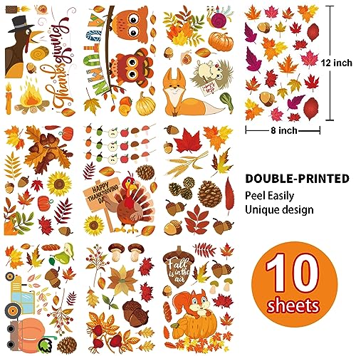i-Beeboo Fall Window Clings for Glass Thanksgiving Clings Decor for Windows Autumn Clings for Windows Fall Window Stickers Thanksgiving Autumn Home Office Decorations for Indoor Outdoor, School Home Supplies - Image 2