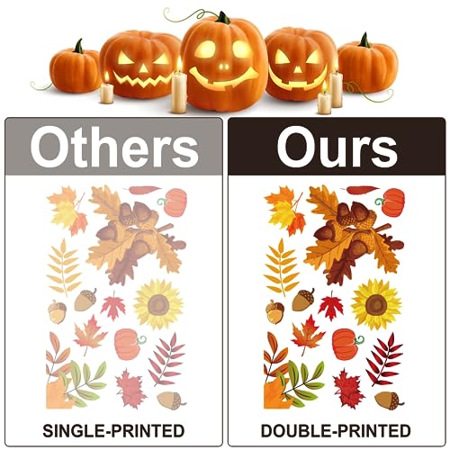i-Beeboo Fall Window Clings for Glass Thanksgiving Clings Decor for Windows Autumn Clings for Windows Fall Window Stickers Thanksgiving Autumn Home Office Decorations for Indoor Outdoor, School Home Supplies - Image 4