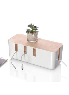 Arabest Cable Management Box，Wood Lid, Cord Organizer for Desk TV Computer USB Hub System to Cover and Hide and Power Strips and Cords  - Image 1