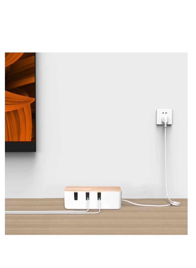 Arabest - Cable Management Box，Wood Lid, Cord Organizer for Desk TV Computer USB Hub System to Cover and Hide and Power Strips and Cords - Image 1