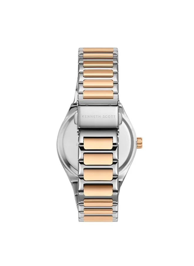 KENNETH SCOTT Kenneth Scott K24016-KBKW Men's Analog Display Watch & Stainless Steel Strap Silver