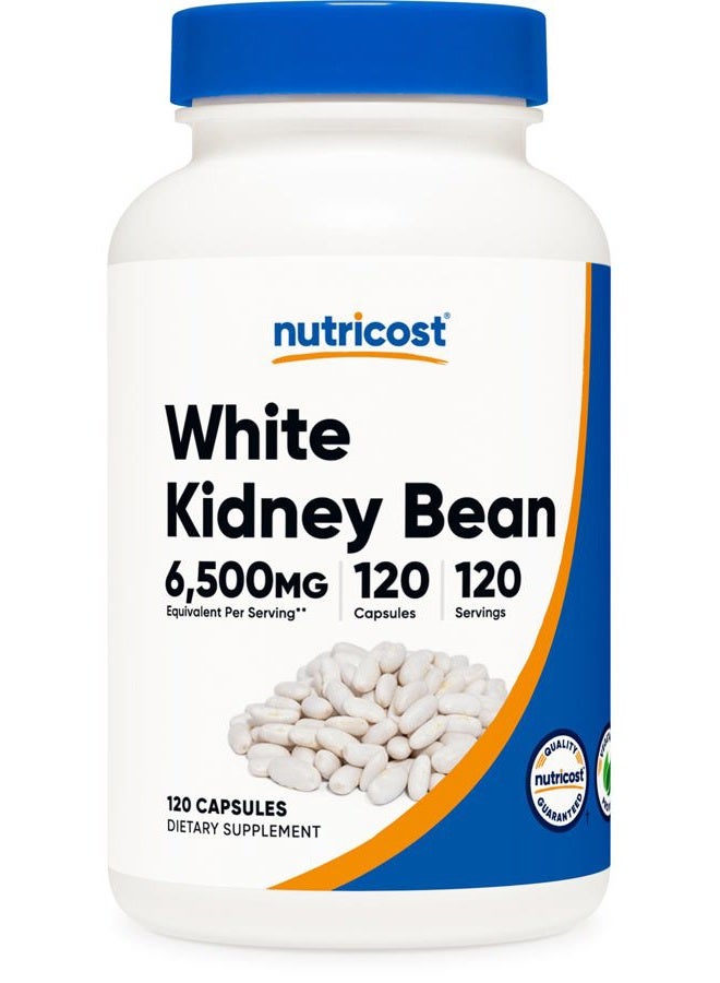 Nutricost White Kidney Beans Capsules 6,500mg Equivalent, 120 Capsules - Vegetarian Caps, Gluten Free and GMO Free - Image 1