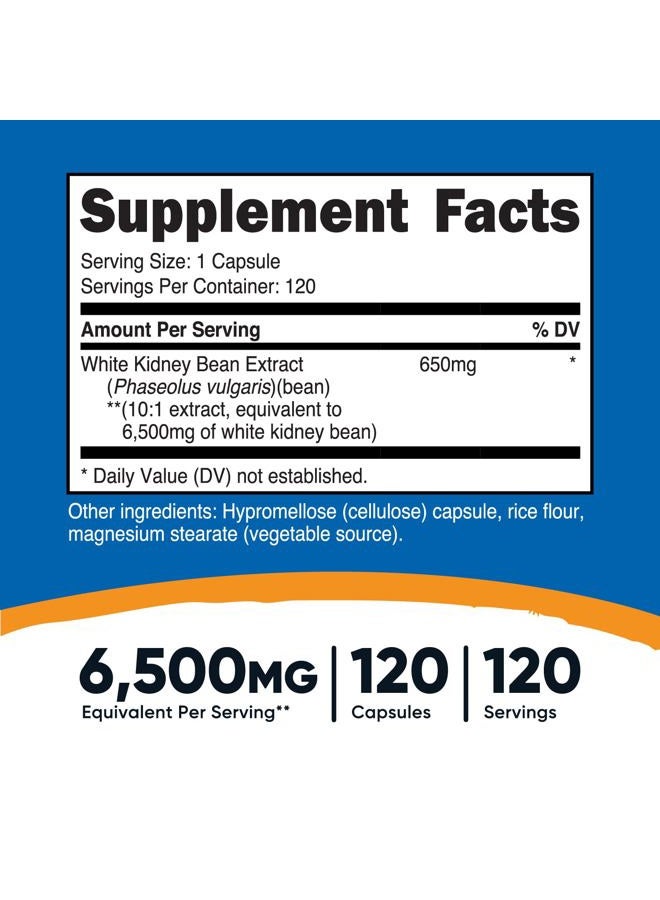 Nutricost White Kidney Beans Capsules 6,500mg Equivalent, 120 Capsules - Vegetarian Caps, Gluten Free and GMO Free - Image 2