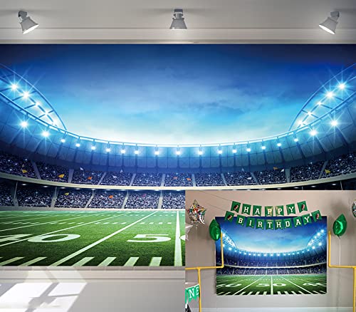 BUTEN Football Field Backdrop American Football Field AuditoriumLight Rugby Sports Soccer Themed Party Baby Photography Background (7X5FT) - Image 1