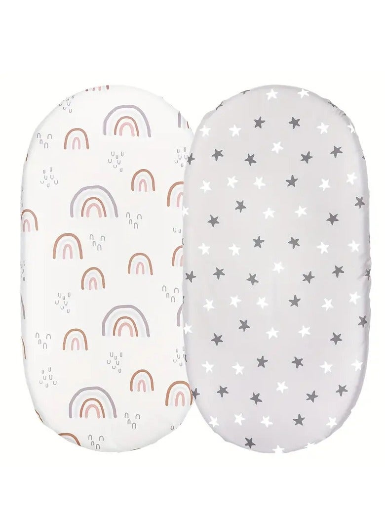 Gonice 2pcs Baby Bassinet Sheets, Baby Bedside Oval, Rectangle Pads - Image 1