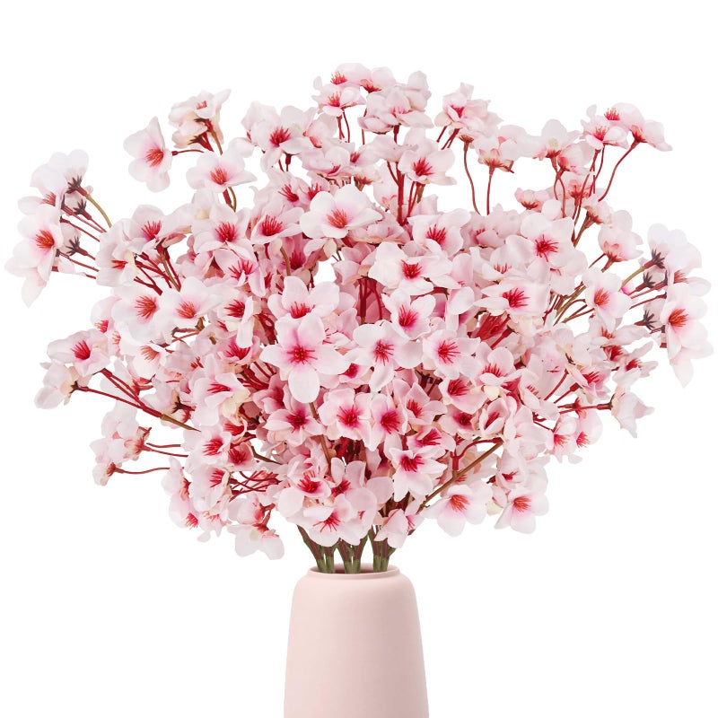 Ruidazon Artificial Cherry Blossom Branches, 6 Pcs Faux Silk Cherry Blossom Flowers Fake Spring Cherry Blossom Floral Stems for Vase Wedding Table Centerpieces Indoor Home Decor - Image 1
