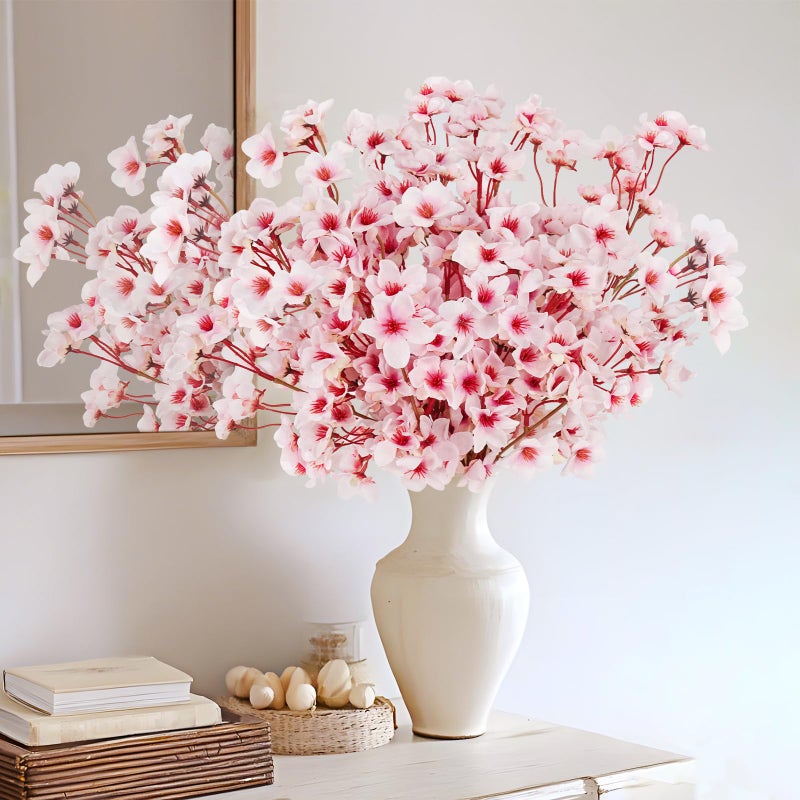 Ruidazon Artificial Cherry Blossom Branches, 6 Pcs Faux Silk Cherry Blossom Flowers Fake Spring Cherry Blossom Floral Stems for Vase Wedding Table Centerpieces Indoor Home Decor - Image 2