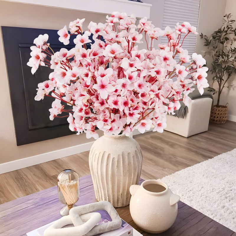 Ruidazon Artificial Cherry Blossom Branches, 6 Pcs Faux Silk Cherry Blossom Flowers Fake Spring Cherry Blossom Floral Stems for Vase Wedding Table Centerpieces Indoor Home Decor - Image 4