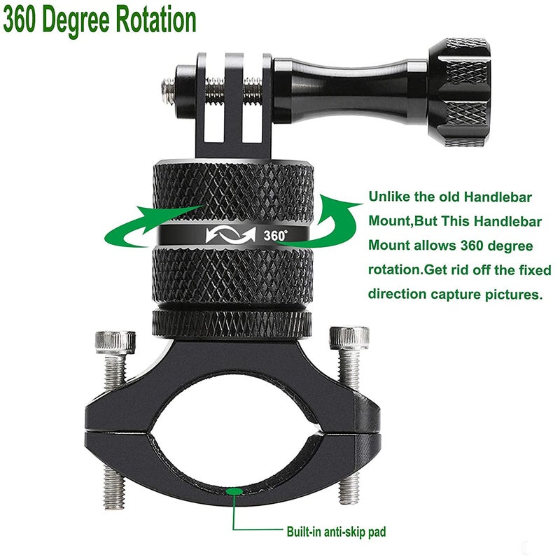 Quikprof Bike Mount 360 Degrees Rotary Aluminum Bicycle Handlebar Mount Compatible with Action Cameras. - Image 3