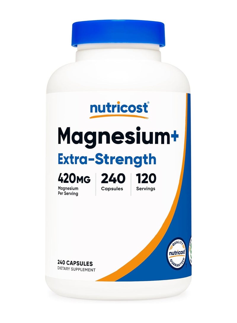 Nutricost Magnesium Glycinate 420 mg, 240 capsules - 120 servings, GMO-free, gluten-free, suitable for vegetarians