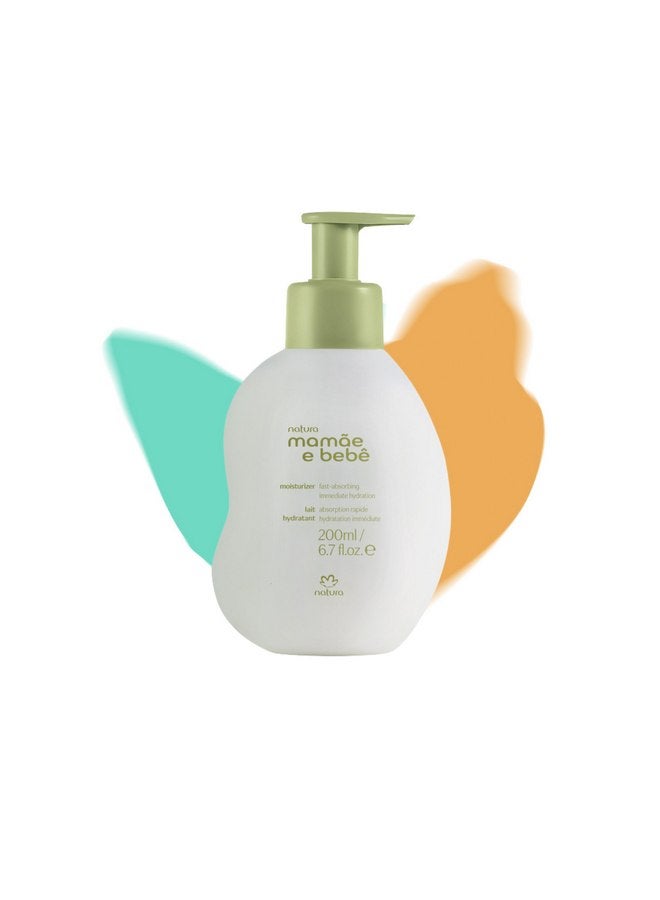 natura - Mamãe e Bebê Baby Fast Absorbing Moisturizer - 100% Vegan - Vegetable Oil & Cupuaçu Butter - 98.8% Natural Origin - All Skin Types - Cruelty Free - Baby Essentials - 6.7 fl oz (200ml) - Image 1