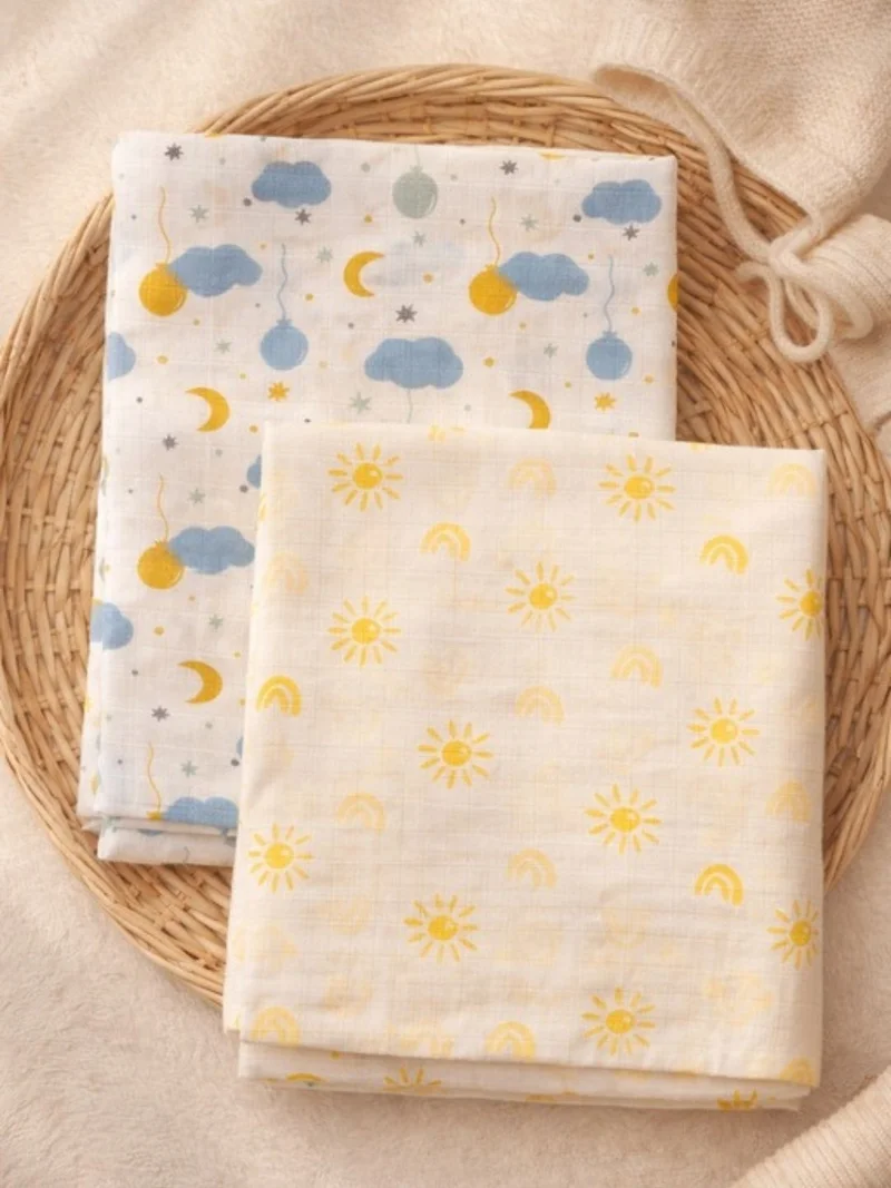 Nautinati Nautinati Baby Girls' Muslin 100% Cotton Pack of 2 All-over Print Woven Swaddles