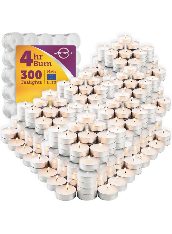 MontoPack MontoPack Unscented White Tealight Candles Bulk [300] | 4 Hours of Smokeless, Dripless, Long Lasting Burning Paraffin Tea Lights | Small Votive Mini Candles for Home, Shabbat, Weddings & Emergencies  - Image 1