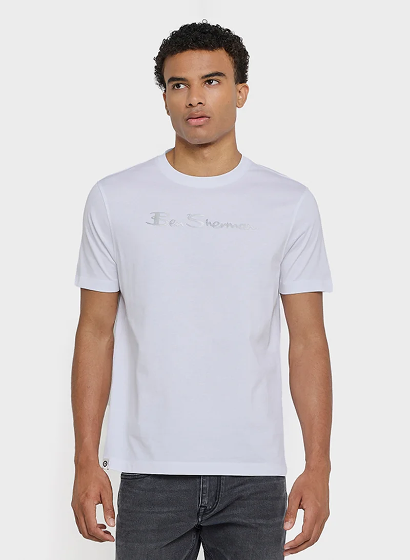 بين شيرمان Mercerised Cotton Chest Print T-Shirt