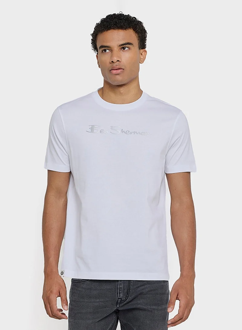 Ben Sherman Mercerised Cotton Chest Print T-Shirt