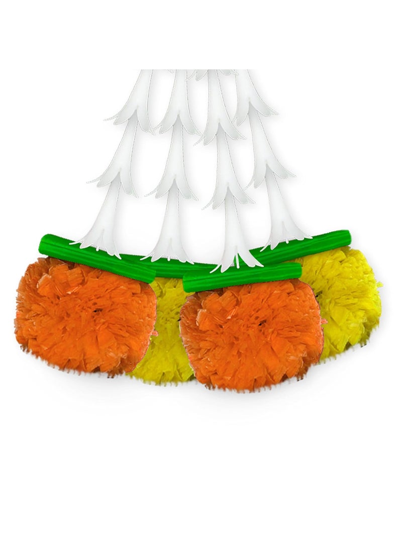 iHandikart iHandikart Jasmine Artificial Garland with Marigold Flowers Tuberose Diwali Decoration for Home Decor White Garland for Decoration Color Yellow Light Orange Pack of 10 3330610  - Image 5