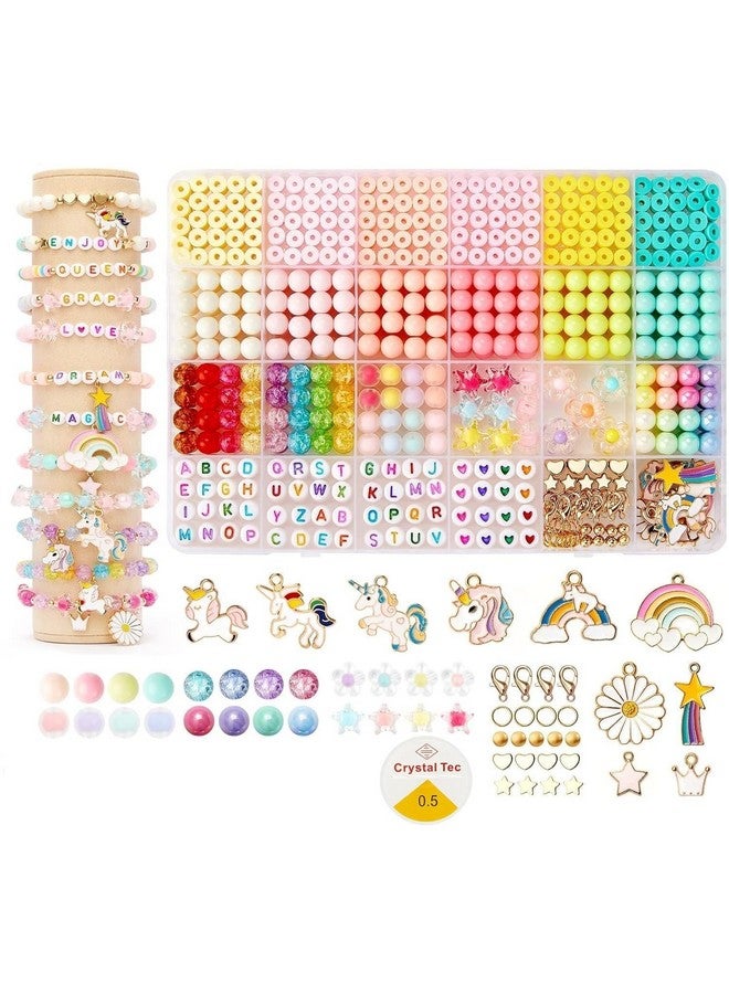 Yifely Clay Beads For Jewellery Making Kit, Kids Girls Macaron Color Beads For Bracelet Making, Letter Beads With Unicorn Pendants, Crystal Star Flower Hair Beads Set For Diy Jewelry Crafts - Image 1