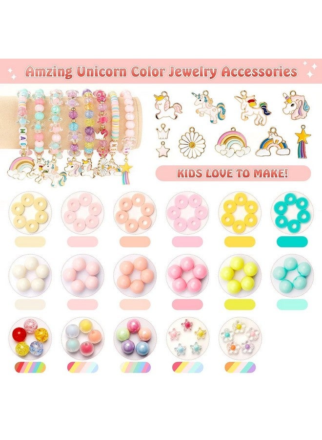 Yifely Clay Beads For Jewellery Making Kit, Kids Girls Macaron Color Beads For Bracelet Making, Letter Beads With Unicorn Pendants, Crystal Star Flower Hair Beads Set For Diy Jewelry Crafts - Image 4