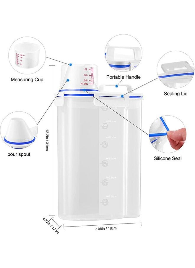 Generic Rice Storage Bin 4 Pcs Cereal Containers Dispenser with Measuring Cup Plastic Storage Containers with Lids Kitchen Storage Bin Rice Holder Container Food Container Sets for Flour Cereal 2.5 L  - Image 5