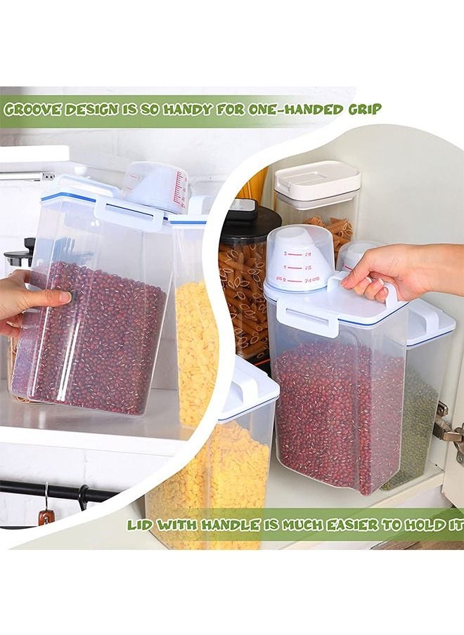 Generic Rice Storage Bin 4 Pcs Cereal Containers Dispenser with Measuring Cup Plastic Storage Containers with Lids Kitchen Storage Bin Rice Holder Container Food Container Sets for Flour Cereal 2.5 L  - Image 3