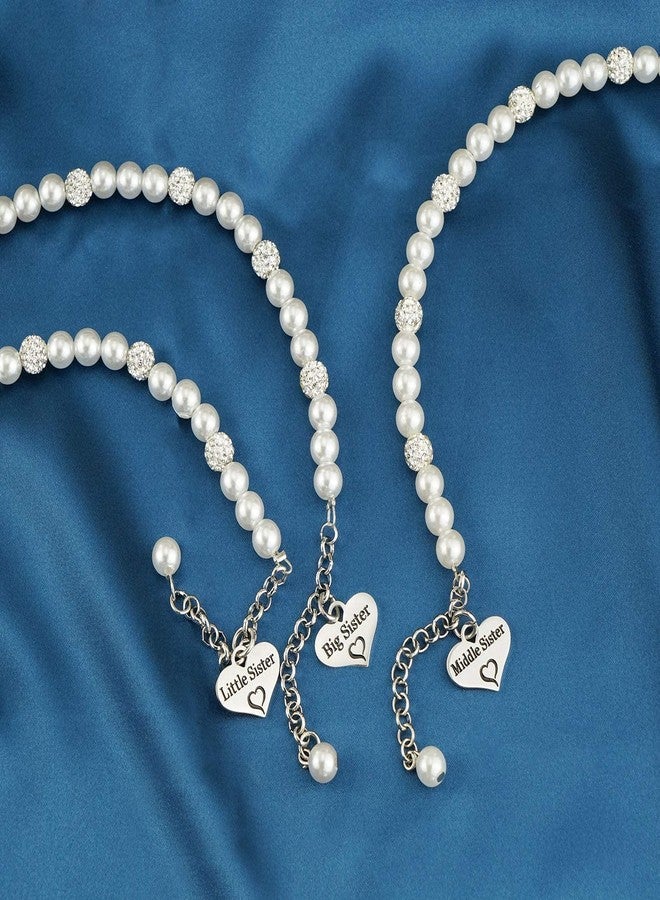 LParkin Big Little Sister Middle Bracelet Set for 3 Sister Gift Pearl Jewelry - Image 5