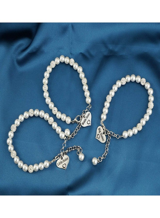 LParkin Big Little Sister Middle Bracelet Set for 3 Sister Gift Pearl Jewelry - Image 4