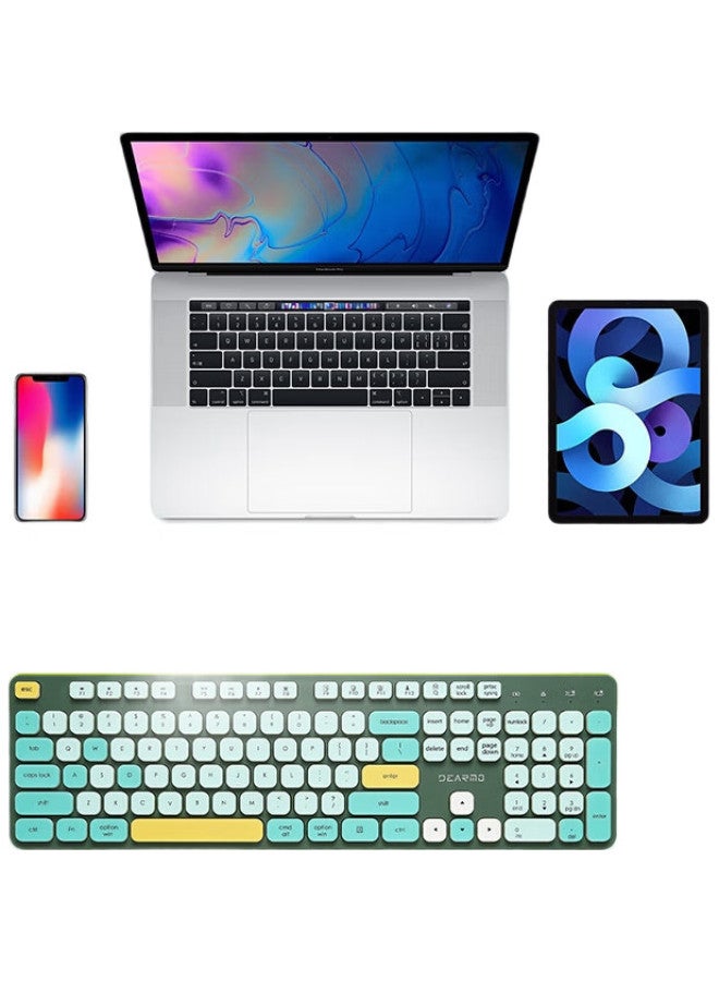 Dearmo Mk8900 Wireless Keyboard And Mouse Combo, Bluetooth Dual-Mode With Built-In Lithium Battery, For Laptop And Desktop Computers, Green Color - Image 2