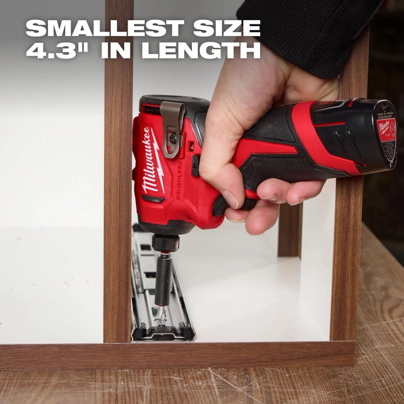 Milwaukee سائق تأثير هكس 1/4 بوصة بدون فرش Milwaukee M12 صغير الحجم (أداة عارية) - Image 5