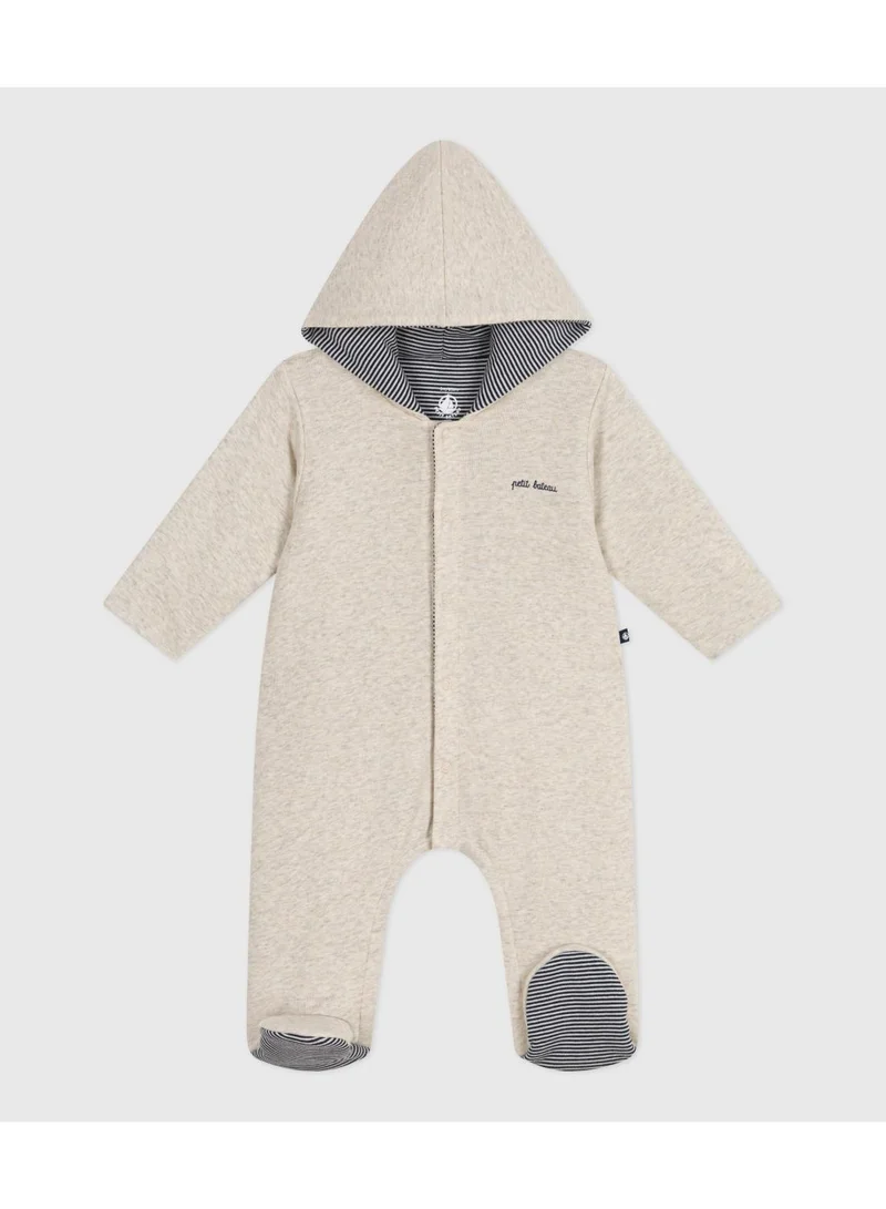 Petit Bateau Babies' plain padded playsuit with a hood and feet