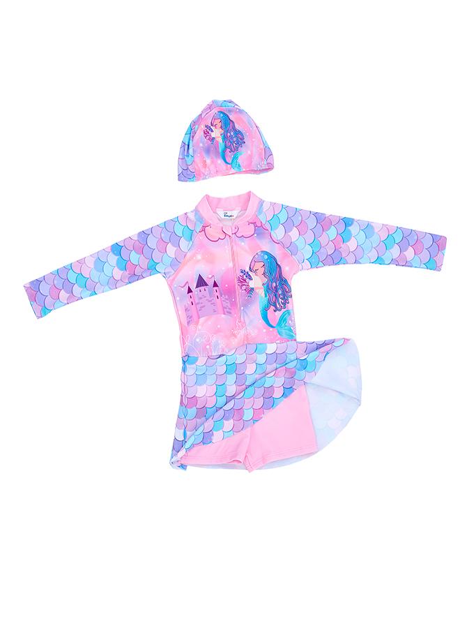 بيبي كلو طقم سباحة بناتي قلعة حورية البحر قطعتين - Image 2