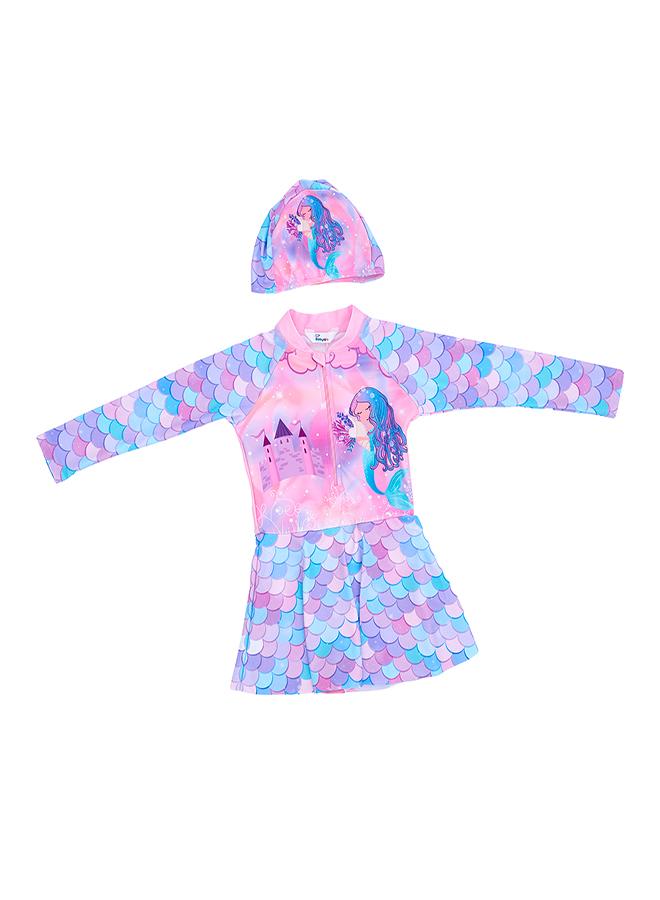 بيبي كلو طقم سباحة بناتي قلعة حورية البحر قطعتين - Image 1