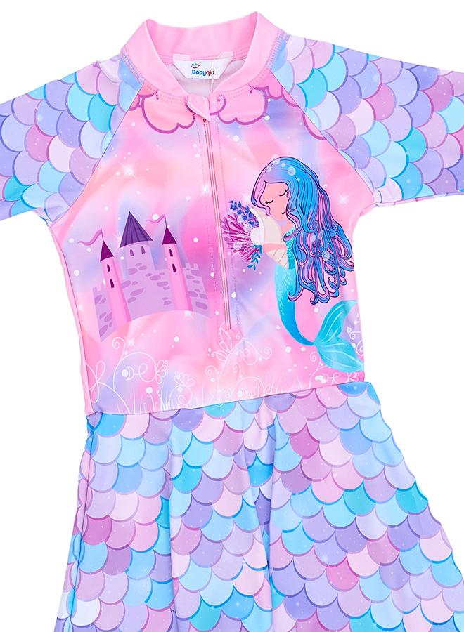 بيبي كلو طقم سباحة بناتي قلعة حورية البحر قطعتين - Image 4