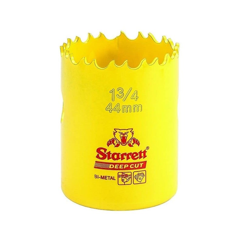 Starrett Starrett BiMetal Deep Cut Hole Saw with Abrasion Resistant HSS Teeth  Ideal for Cutting Metal Steel and Wood  134 44mm Diameter 2 Depth  DCH0134G 