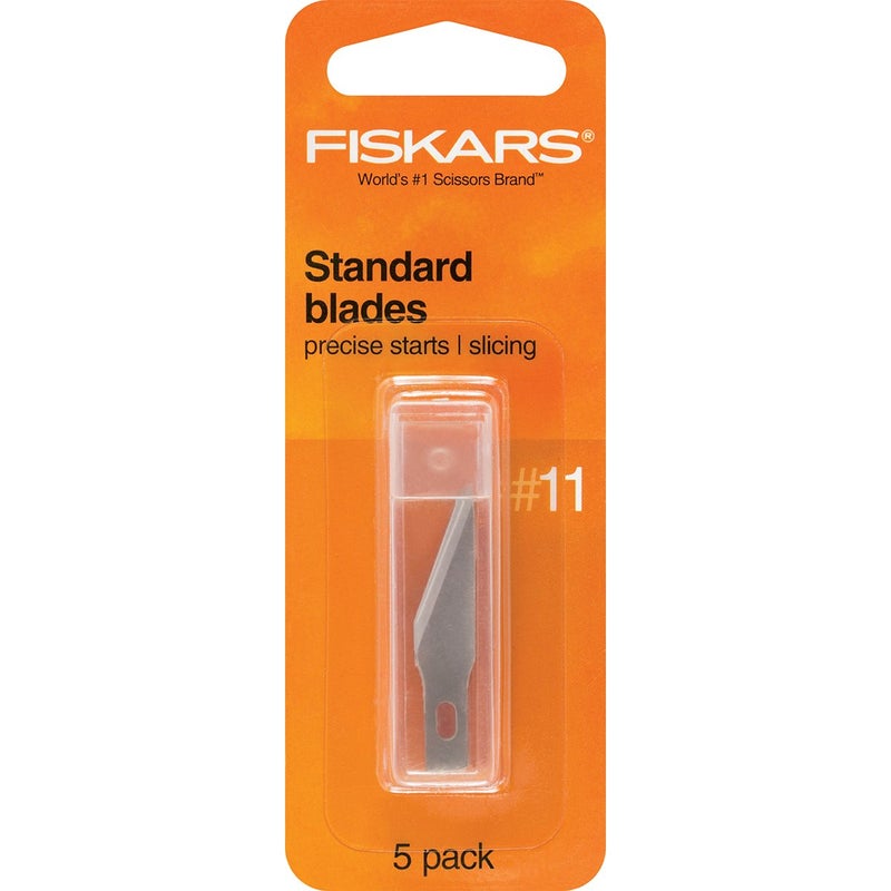 Fiskars Standard Blades for Precise Starts and Slicing Lightweight Materials, 360 Swivel Blade for Curves and Tight Patterns, No.11, 5 Pack - Image 2
