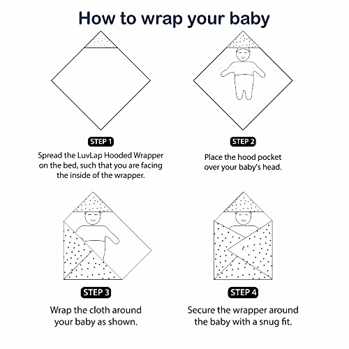 Luv Lap LuvLap Cotton Hooded Wrapper - Baby Towel for New Born | Big Size 75cm x 75cm | Soft, Safe & Skin-Friendly | Perfect for Newborns 0-12 Months | Lightweight & Travel Friendly, Pineapple Print - Yellow - Image 5
