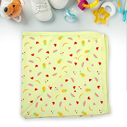 Luv Lap LuvLap Cotton Hooded Wrapper - Baby Towel for New Born | Big Size 75cm x 75cm | Soft, Safe & Skin-Friendly | Perfect for Newborns 0-12 Months | Lightweight & Travel Friendly, Pineapple Print - Yellow - Image 4