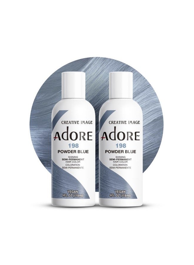Adore Semi Permanent Hair Color - Vegan and Cruelty-Free Blue Hair Dye - 4 Fl Oz - 198 Powder Blue (Pack of 2) - Image 1
