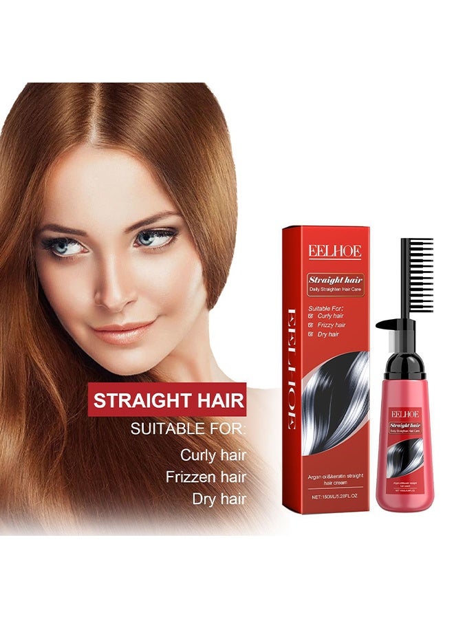 إيلهو Straight Hair Daily Straighten Hair Care ,Moroccan straight hair cream, suitable for deep moisturizing, smoothing, repairing, split ends, dry and frizzy hair care 150ml - Image 3