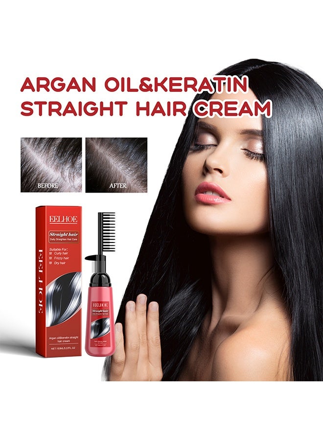 إيلهو Straight Hair Daily Straighten Hair Care ,Moroccan straight hair cream, suitable for deep moisturizing, smoothing, repairing, split ends, dry and frizzy hair care 150ml - Image 2